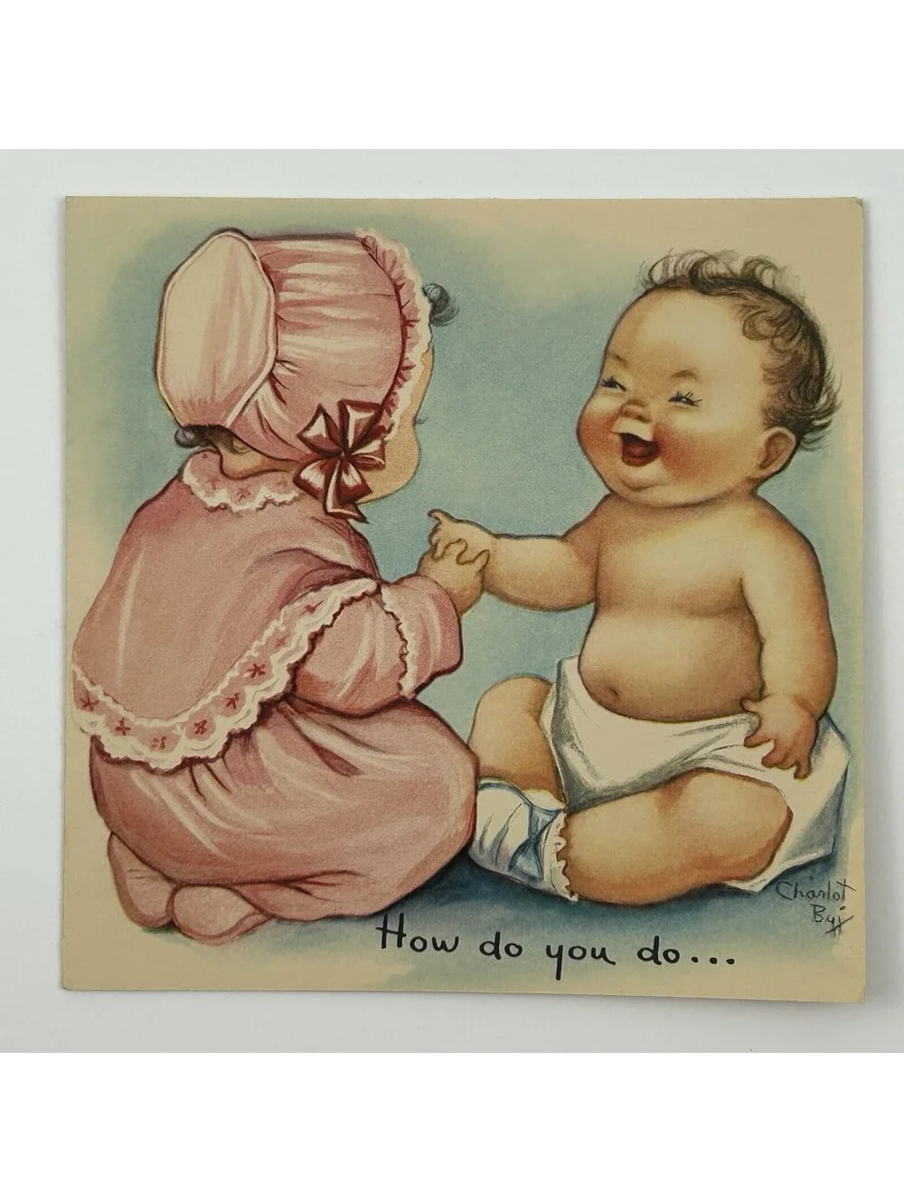 Vintage Charlot Byj How Do You Do Baby Birthday Card Unused Mid Century      N-2
